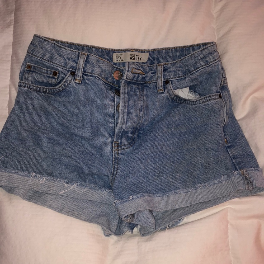 top shop high waisted jean shorts